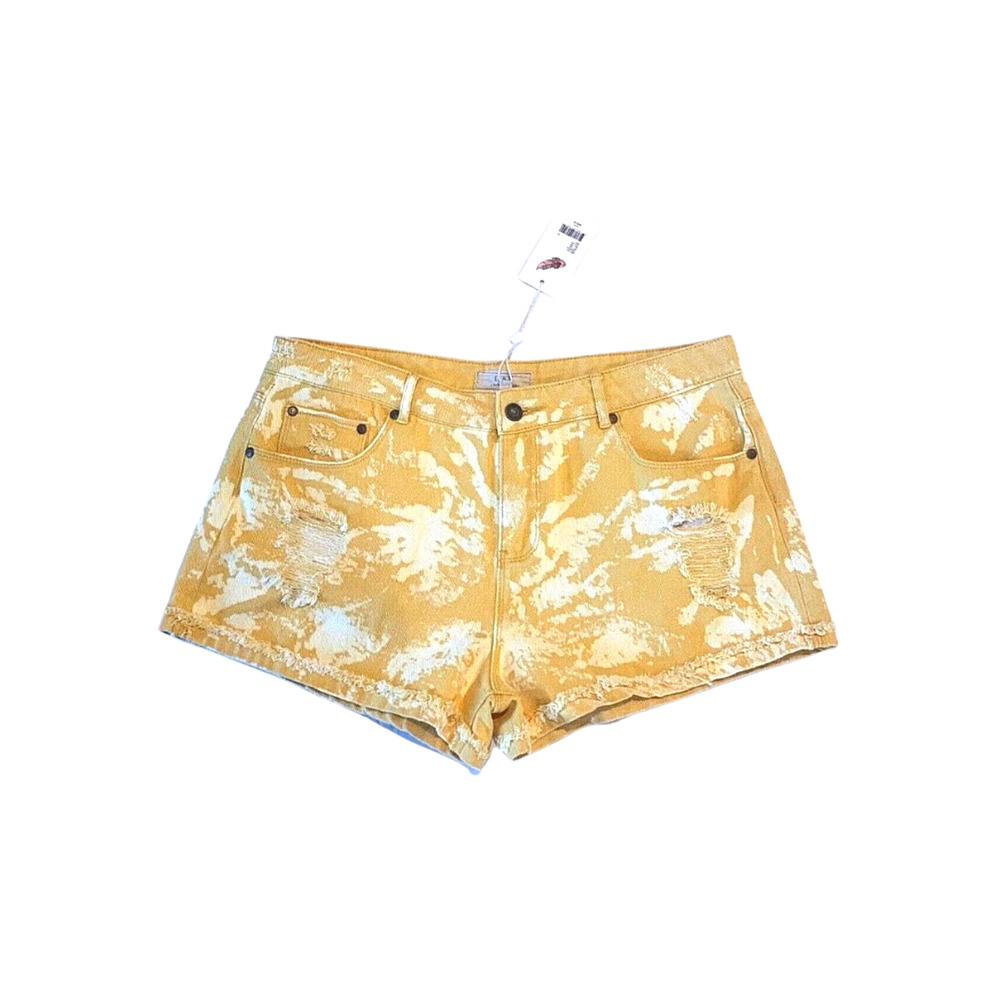 Chelsea & Violet Shorts Distressed Denim High Rise Yellow/White Women's Size 31